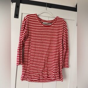 Madewell Red and Cream Striped Top